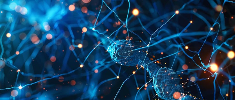 A vibrant and intricate neural network, showcasing the incredible complexity and dynamic nature of the human brain's inner workings