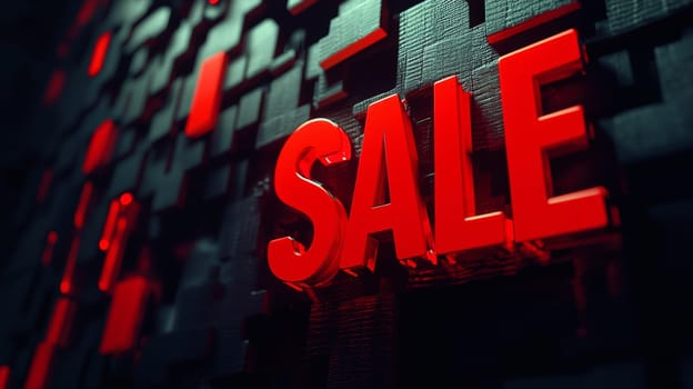 A striking 3D illustration capturing the intensity of Black Friday with a bold red "SALE"" sign against a dark, high-contrast background. This visual emphasizes urgency and excitement, perfect for seasonal promotions."