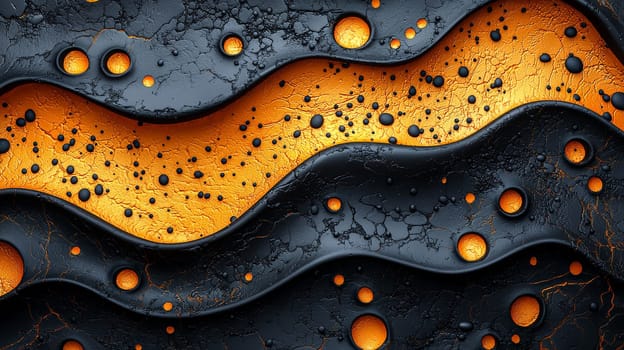 A hyper-detailed, high-resolution 3D rendering featuring an abstract design inspired by traditional Aboriginal art, set in striking orange and black tones. The high-contrast composition highlights intricate patterns and textures, blending cultural motifs with modern digital aesthetics.