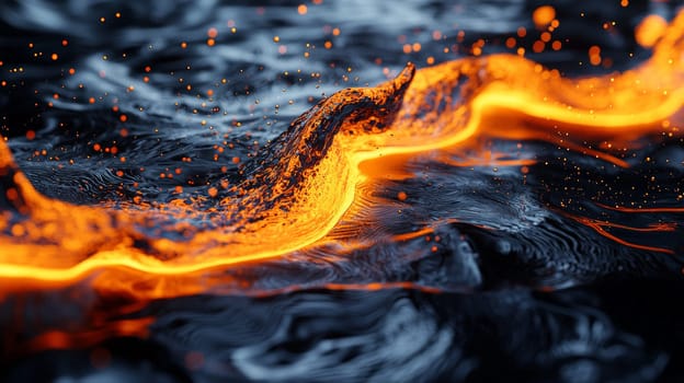 striking 3D-rendered abstract background featuring a dynamic interplay of orange and black tones. The hyper-detailed, high-resolution image is defined by intense contrast and intricate textures, creating a visually immersive and high-quality digital scene.