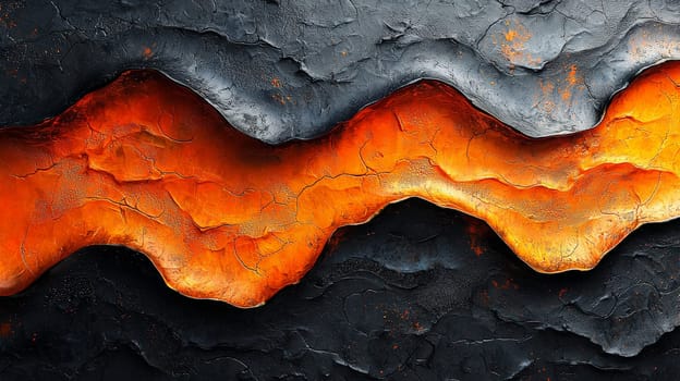striking 3D-rendered abstract background featuring a dynamic interplay of orange and black tones. The hyper-detailed, high-resolution image is defined by intense contrast and intricate textures, creating a visually immersive and high-quality digital scene.