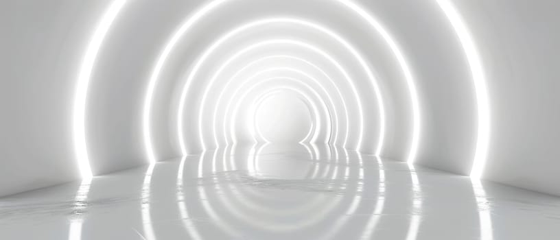 A captivating circular tunnel of light and reflections, creating a mesmerizing, almost hypnotic visual experience that evokes a sense of tranquility and timelessness