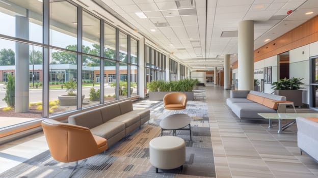 A spacious work environment with open areas and breakout zones for employee well-being