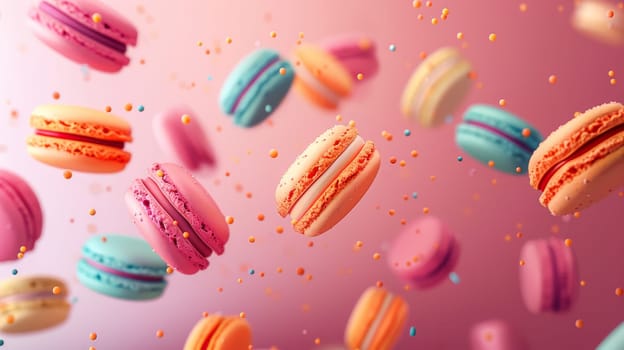 Abstract arrangement of floating macarons in a contemporary layout