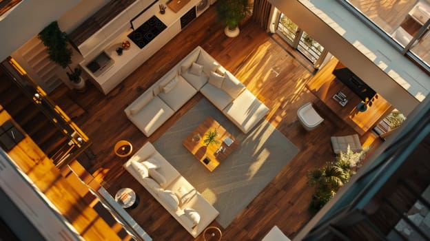 Aerial view capturing the flow and functionality of interior design