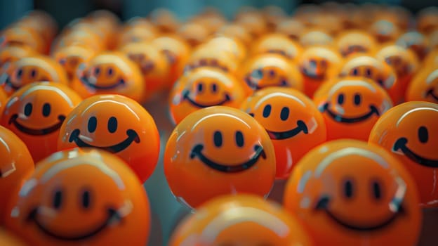 Happy faces arranged in a mesmerizing layout pattern, inspiring wonderment