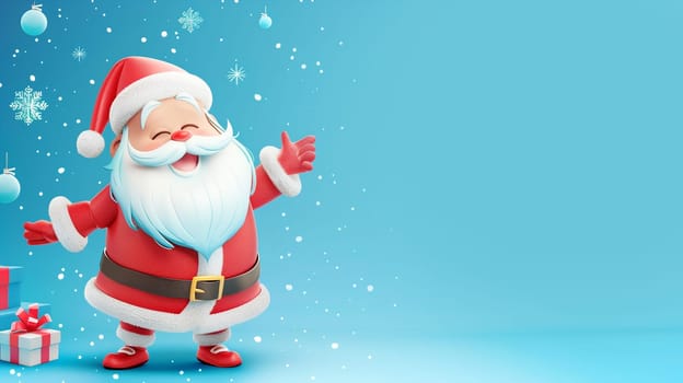 Portrait of Santa Claus with snowflakes, winter holiday season, christmas greeting card