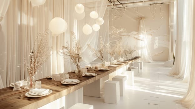 Minimalist party decor creates a serene and inviting atmosphere