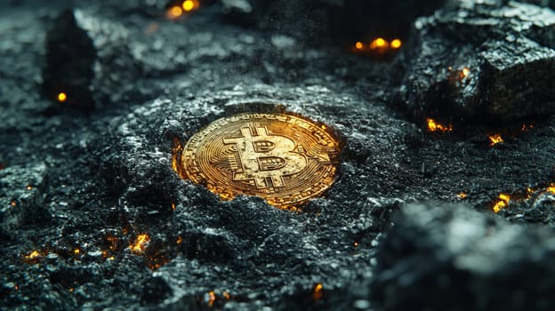 A high-quality, high-resolution conceptual image centered on Bitcoin, symbolizing its role in the financial and stock market. This visual representation captures the essence of cryptocurrency in modern financial contexts with sharp, detailed design.