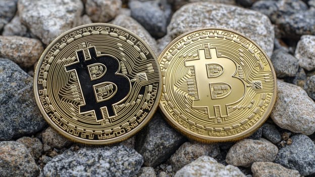 A high-quality, high-resolution conceptual image centered on Bitcoin, symbolizing its role in the financial and stock market. This visual representation captures the essence of cryptocurrency in modern financial contexts with sharp, detailed design.