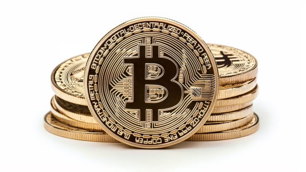 A high-quality, high-resolution conceptual image centered on Bitcoin, symbolizing its role in the financial and stock market. This visual representation captures the essence of cryptocurrency in modern financial contexts with sharp, detailed design.