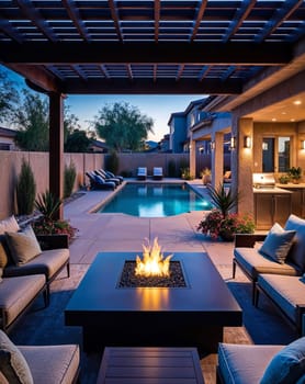 Custom Fire Pit Feature and Outdoor Living Area