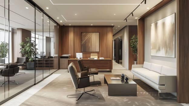 A sleek and modern office space designed for comfort and functionality