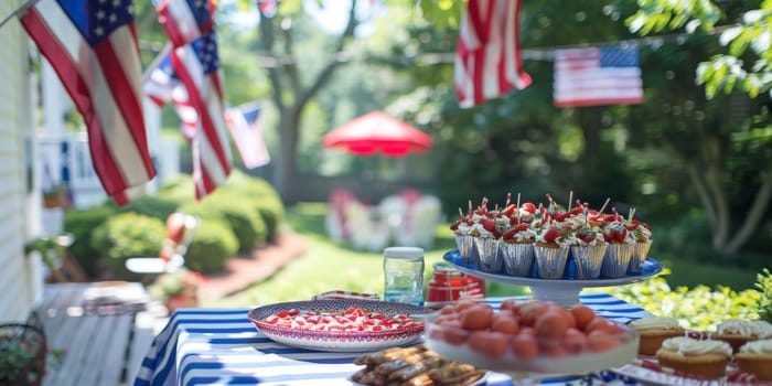American flag-themed decorations for a Patriot Day party.