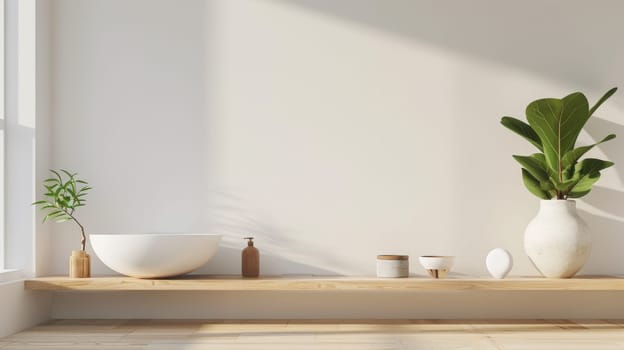 Copy space harmoniously incorporated into the design of self-care arrangement