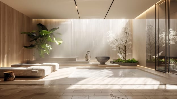 Copy space integrated seamlessly into the serene ambiance of wellness display