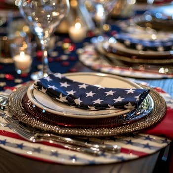 Decorated setting with stars and stripes for a Patriot Day celebration.