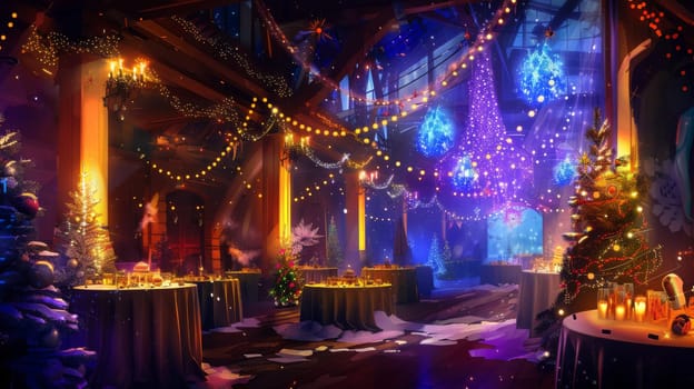 Festive event scene with room for branding or sponsorship logos