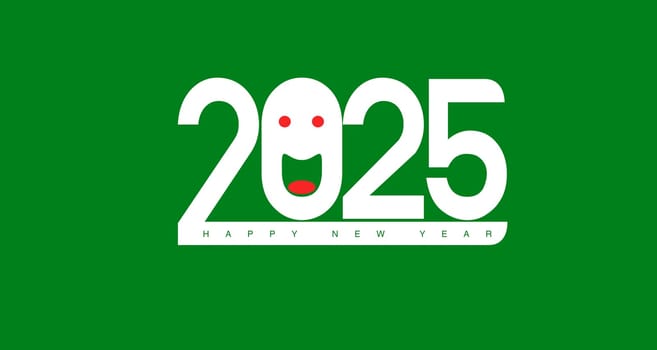 2025 New year text concept on a green background. 3d illustration