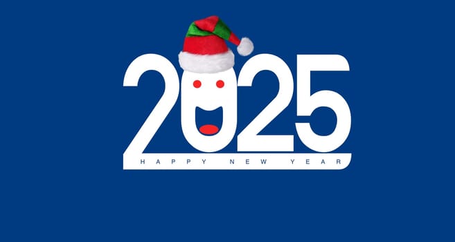 2025 New year text concept on a blue background. 3d illustration