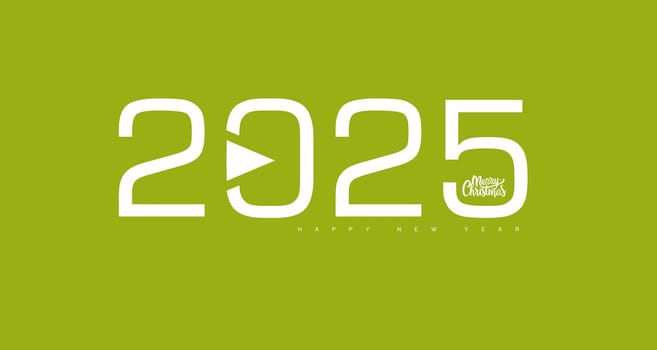 2025 New year text concept on a green background. 3d illustration