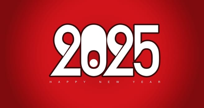 2025 New year text concept on a red background. 3d illustration