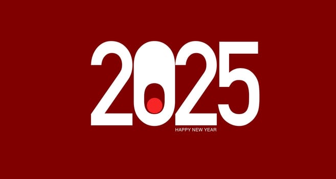 2025 New year text concept on a red background. 3d illustration