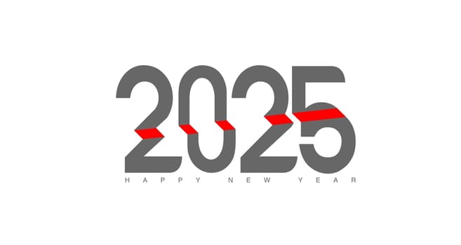 2025 New year text concept on a white background. 3d illustration