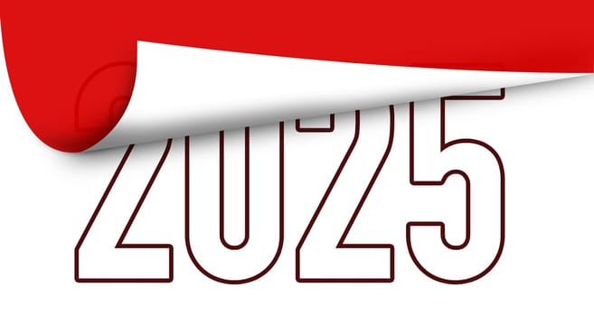 2025 New year text concept on a white background. 3d illustration