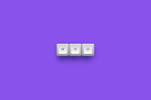 Who text on a 3d keyboard button with shadow, 3d Illustration