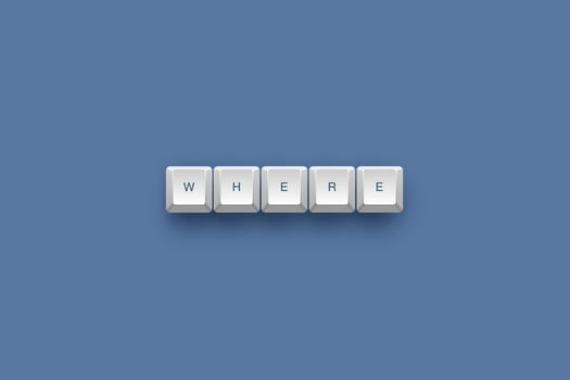 Where text on a 3d keyboard button with shadow, 3d Illustration