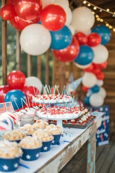 Patriotic decorations for a festive Patriot Day event.