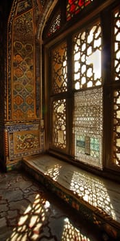 Ornamental Islamic mirrors with intricate frames, reflecting light and adding depth to rooms.