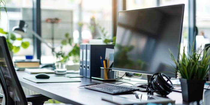 Professional office setup featuring generous copy space.