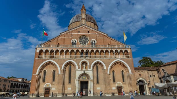Padua, Italy - July 27, 2024: The Pontifical Basilica of Saint Anthony of Padua. Roman Catholic church and minor basilica in Padua, northern Italy