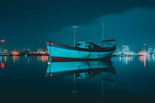 Containers loading by crane in the night , Trade Port , Shipping. Neural network AI generated art