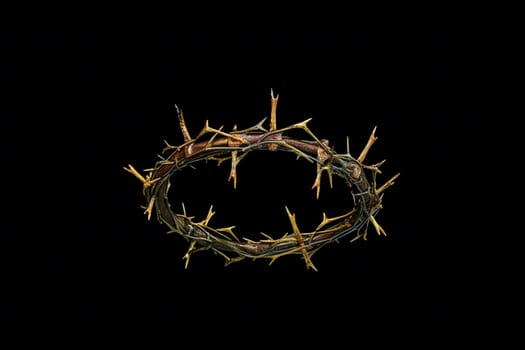 Crown of thorns on dark background. Neural network AI generated art
