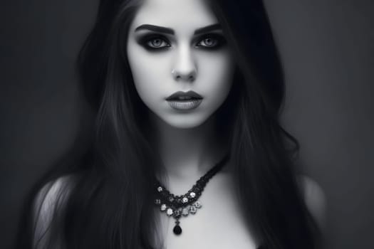 Fashion Gothic Woman portrait. Neural network AI generated art
