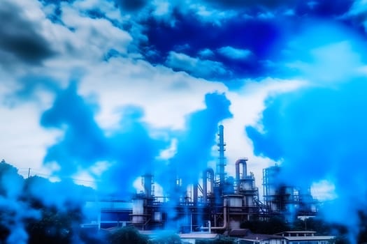 Abstract industrial background in blue color. Neural network AI generated art