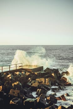 Seascape view on Atlantic Ocean at Jardim do Mar during sunset in Madeira, Portugal