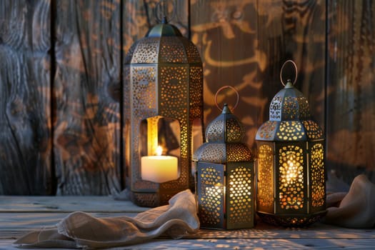 Traditional Islamic lanterns with space for your festive message.