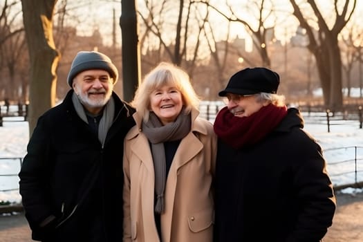 Group of Senior Retirement Friends Happiness Concept. Neural network AI generated art