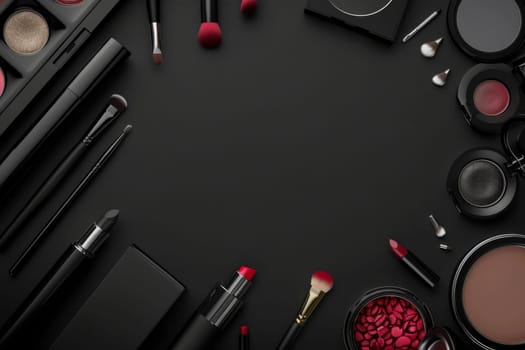 Stylish layout with room for text or logo placement alongside makeup.