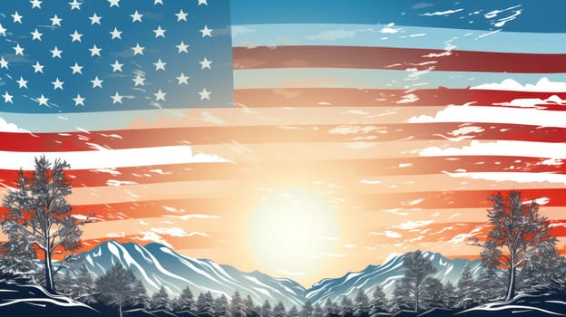 Festive background for American Independence Day. Neural network AI generated art