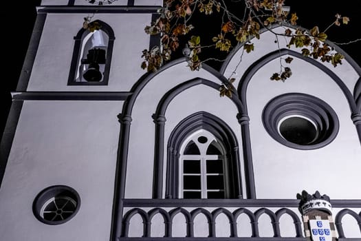 Jardim do Mar, Madeira, Portugal, November 3rd 2024: Night view on the architecture of Matriz do Jardim do Mar church