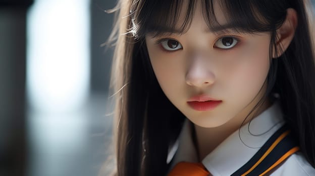beautiful asian japanese school girl uniform. Neural network AI generated