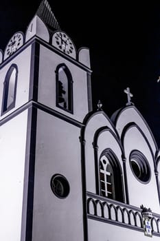 Jardim do Mar, Madeira, Portugal, November 3rd 2024: Night view on the architecture of Matriz do Jardim do Mar church