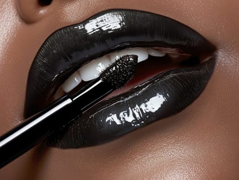 Fashionable types of lipsticks,red, black, pink and maroon. AI generative.