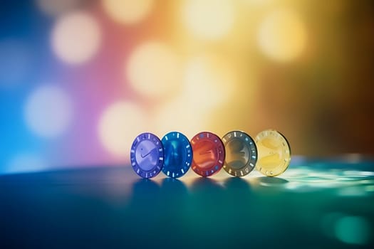 Bright colorful casino chips. Neural network AI generated art