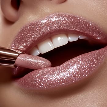 Fashionable types of lipsticks,red, black, pink and maroon. AI generative.